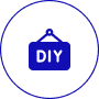 A blue circle with the word diy in it.